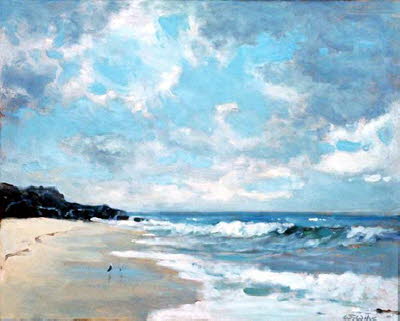 Ann_Longworth_Seagulls_on_the_beach_oil