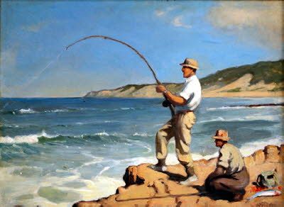Jo_Fishing_on_the_rocks_oil_24x18in