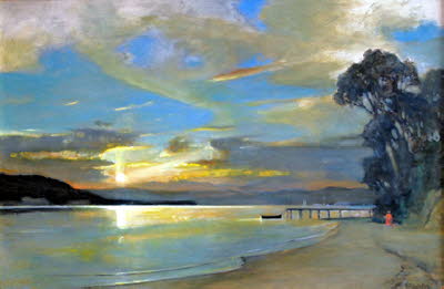 Jo_Knysna_Lagoon_sunset_oil_36x24in